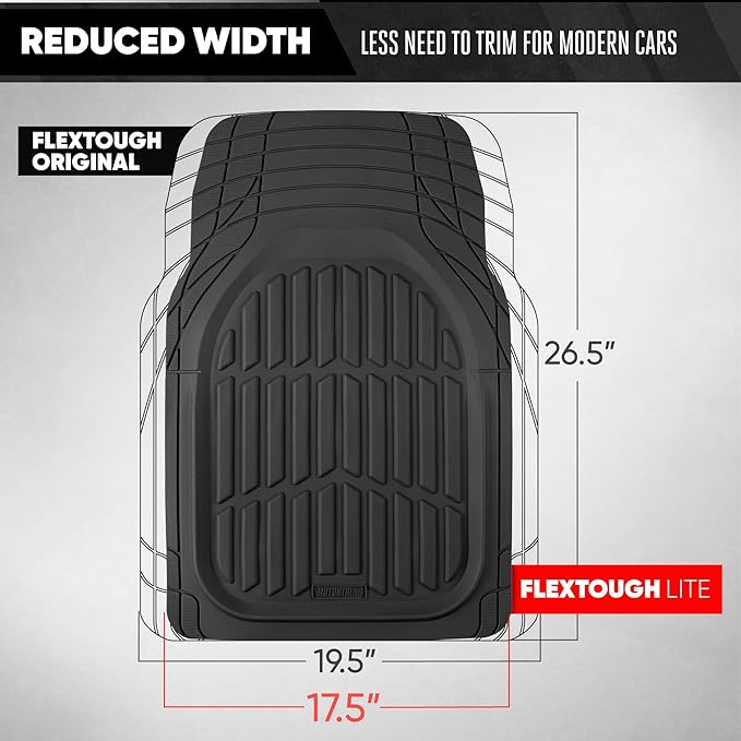 Motor Trend FlexTough LITE Rubber Car Mats Full Set - All Weather Floor Mats for Trucks, Cars & SUVs - Automotive Waterproof Black Car Floor Mats for Cars Interior Accessories Universal Trim-to-Fit