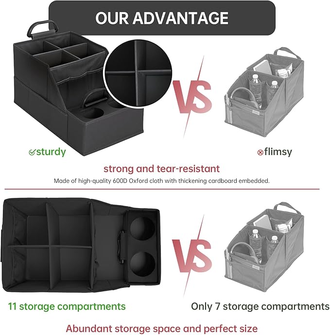 MULISOFT Car Seat Organizer- Backseat Car Organizer with 12 Storages Compartments and 2 Cup Holders, Organizers and Storage,