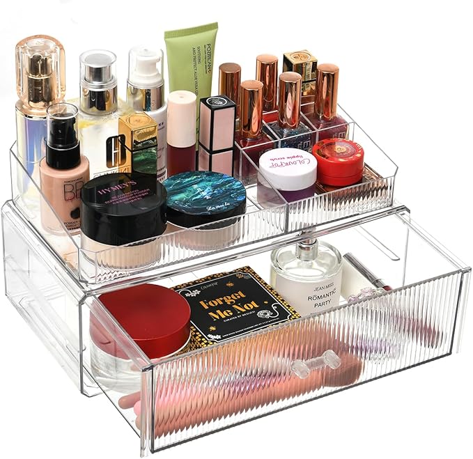 ZHIAIstackable storage drawer, transparent acrylic storage box, cosmetics and beauty product storage organizer, suitable for 