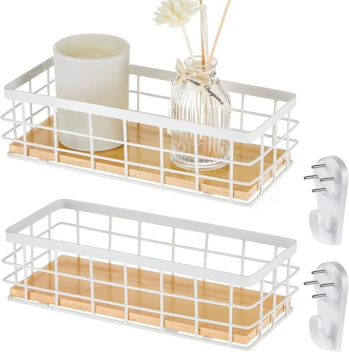 Funrous 2 Pcs Metal Small Wire Basket Wall Hanging Wire Basket Hang Small Bathroom Kitchen Storage Organizer Toilet Paper Mes