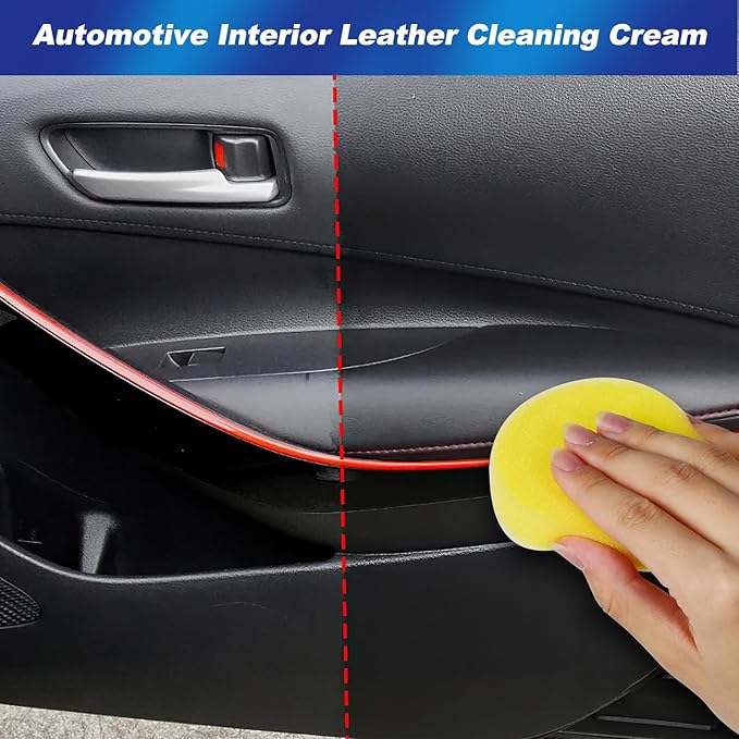 2Pcs Leader Cleaning and Care Cream & Cleaning Paste for Leather Care, Automotive Interior Leather Cleaning Cream, Leather Re