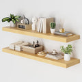 Heimlove 48W x 12D Long Floating Shelf, 12 Inch Deep Floating Shelves for Wall Set of 2, Wood Shelves for Bedroom Living Room