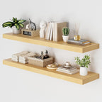 Heimlove 48W x 12D Long Floating Shelf, 12 Inch Deep Floating Shelves for Wall Set of 2, Wood Shelves for Bedroom Living Room