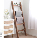 FUIN 5ft (58") Wood Blanket Ladder Living Room Decorative Wall Leaning Farmhouse Quilt Display Holder Shelf Rustic Wooden Tow