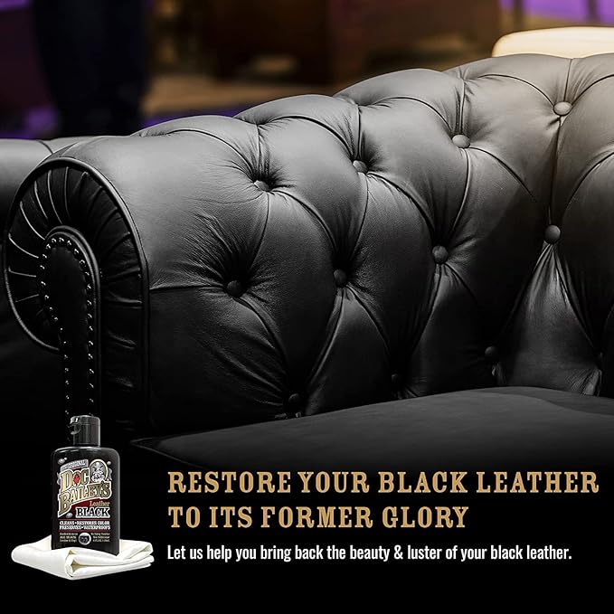 Doc Baileys Black Leather Detail Kit - All-in-One Leather Cleaner, Conditioner, Dye & Waterproofer - Restores Faded Black Lea