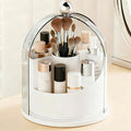 ONXE Makeup Brush Holder Organizer with Lid,360° Rotating Makeup Organizer Countertop,5 Compartments Make Up Brush Organizers
