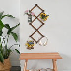 WGFKVAS 2 Pack Accordion Hat Rack for Wall - Expandable Coat Rack & Wall Mounted Hat Holder - Wooden Wall Hanger with 10 Peg 