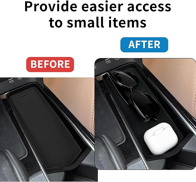 Xaido 2PCS Center Console Tray Compatible with 2025 2026 Toyota Camry Accessories, Gear Shifter Right Side Tray, Armrest Storage Box Organizer, Black