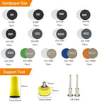 160Pcs 1inch Sanding Discs Hook and Loop 60 to 10000 Wet Dry Sandpaper with 1/8" Shank Backing Pad,Hand Sanding Block,Sponges