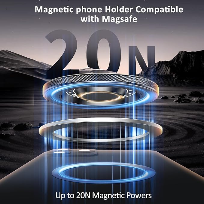 Mic Stand Phone Holder Aluminum Compatible with Magsafe iPhone 16/15/14/13/12 Plus Pro Max Series, Side Mount Cellphone Music Stand Holder for Microphone, 360° Swivel Tilt Adjustable Mic Phone Mount