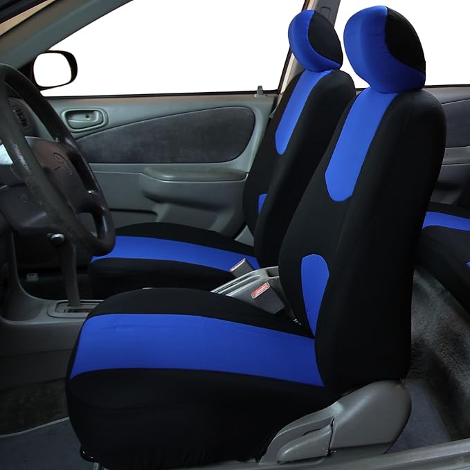 FH Group Flat Cloth Full Set Car Seat Covers Three Row 7 Seater - Universal Fit for Cars, Trucks & SUVs Blue