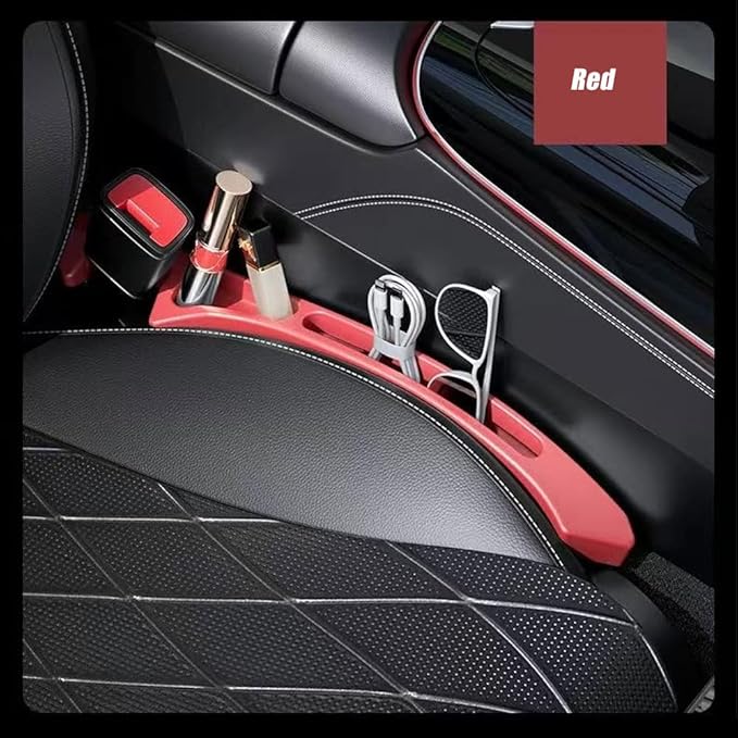 2-Pack Car Seat Gap Filler, Universal Car Seat Gap Filler Organizer, Seat Gap Plug, Multifunctional Seat Side Gap Filler with Organizer & Hook Function Seat & Console (Red)