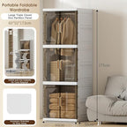 SunSettler Collapsible Plastic Wardrobe with Wheels, Large Foldable Clothes Storage Cabinet, Wardrobe Closet Organizers and S