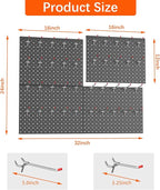 TORACK Metal Pegboard Panels and Hooks for Garage, Workbench, Shop, Shed Tool Organizer Peg Board with 1/8" & 1/4" Holes, Mod