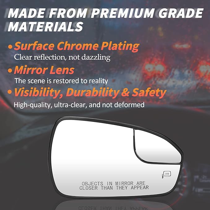 Passenger Right Side Power Heated Mirror Glass Fits for Ford Fusion 2013 2014 2015 2016 2017 2018 2019 2020 Replacement for DS7Z17K707B DS7Z-17K707-B