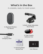Wireless Car Charger Multi-Angle Adjustable Dashboard/Windshield Mount Smartphones, Magnetic Car Phone Holder, Fast Charging, Universal Dashboard Fit, Gifts for Mom
