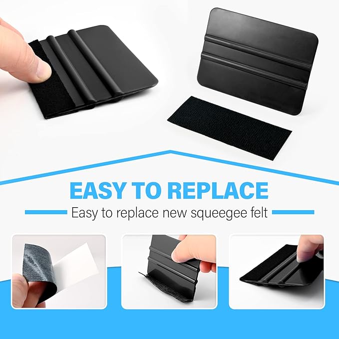 Gomake 20 Pack Vinyl Squeegee With Felt Fabric for Tint Film Decal Application, Wrap Installation, Wallpaper Smooth Tool (Black and Grey, 20)