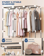 Mavivegue Portable Closet, 50 Inch Wardrobe Closet, Portable Closets for Hanging Clothes with 3 Hanging Rods and 6 Storage Sh