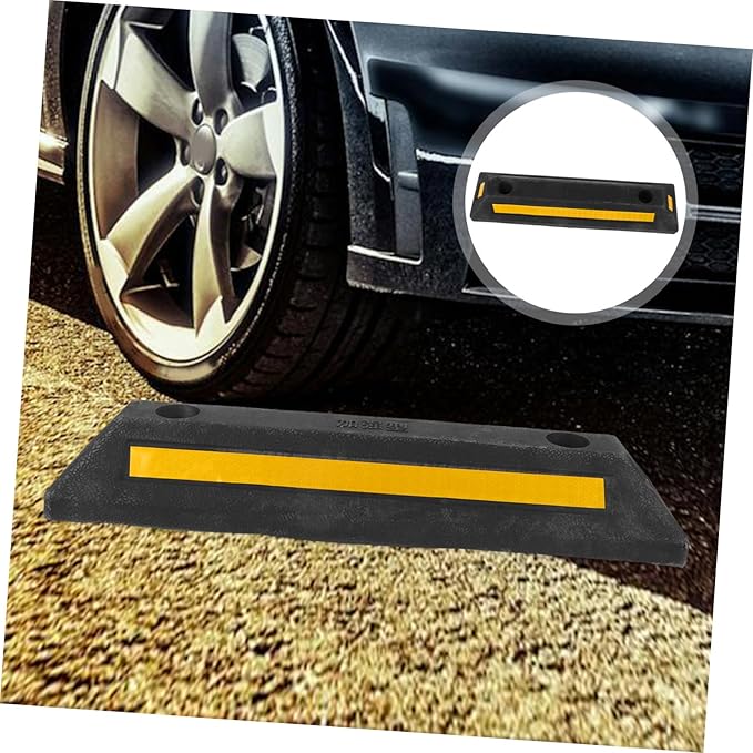 Parking Stopper for Garage Rubber Wheel Stopper Reflective Tape Easy Installation for Cars Rvs and Trailers Reliable Parking Aid for Home and Commercial Use
