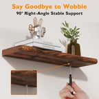 Floating Shelves for Wall Rustic Farmhouse 24 Inch Floating Shelf Wooden Shelves for Wall Mounted Live Edge Pine Shelf with U