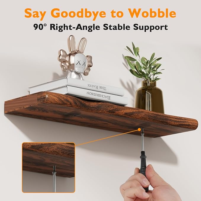 Floating Shelves for Wall Rustic Farmhouse 24 Inch Floating Shelf Wooden Shelves for Wall Mounted Live Edge Pine Shelf with U