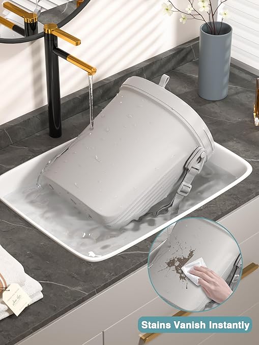 Waterproof Car Garbage Can, 1.9 Gallon Soft Silicone Hanging Trash Can for Car with Lid, Easy to Clean Multi-Purpose Automotive Garbage Bin