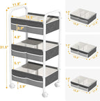 Baby Diaper Caddy Rolling Utility Cart, 3 Tier Baby Essentials Nursery Organizer and Storage with Dividers and Drawers for Cr