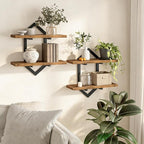 HOOBRO Floating Shelves and Console Table Bundle, 15 Inch Wall Shelf Set of 2, 15.7" Entryway Table with Storage, BF13BJP201-