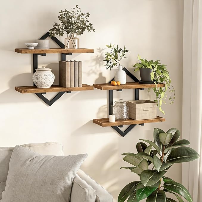HOOBRO Floating Shelf and Console Table Bundle, Wall Mounted Storage Shelves 2-Tier, Small Entryway Table with Storage Shelve