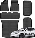 SEALIGHT Tesla Model Y Floor Mats 5 Seat 2021-2024, All Weather Custom Fit Floor Liners, 1st & 2nd Row Full Coverage, 3D Scanning Design, Non-Slip TPE Material, Waterproof & Stain-Resistant