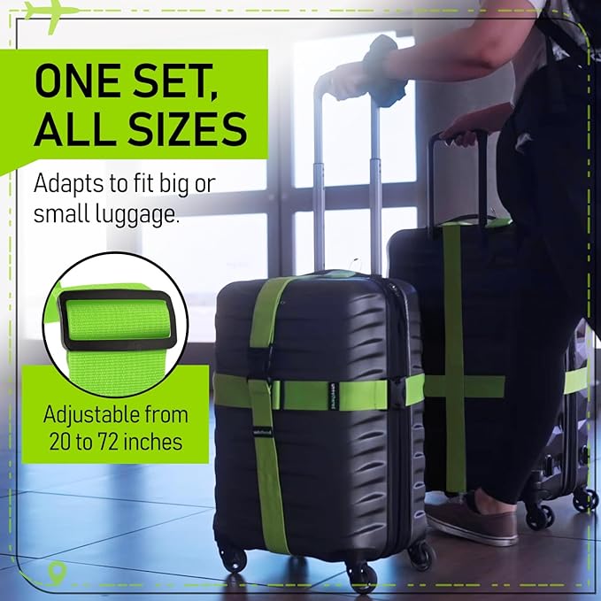 Untethered Luggage Straps | TSA-Approved Suitcase Belts with Heavy-Duty Buckles. Secure Adjustable Travel Accessories for Che