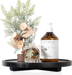 Round Decorative Tray Wood Bathroom Counter Organizer Farmhouse Kitchen Decor Wooden Riser for Soap Dish, Perfume, Candle, Sp