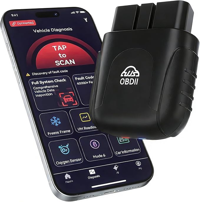 Bluetooth OBD2 Scanner for iPhone & Android - AI Powered Wireless Car Diagnostic Scan Tool, Check Engine Code Reader with