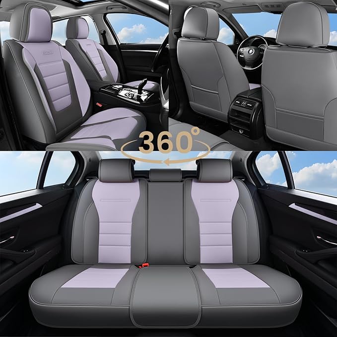 Coverado Car Seat Covers Front, Seat Covers for Cars, Waterproof 2-Pack Car Seat Cushions, Leather Carseat Seat Protectors, U