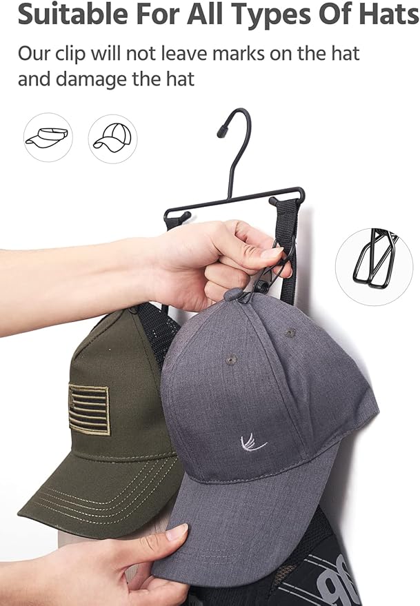Mkono Closet Storage Rack Baseball Cap Keeper Hanger with 16 Hooks Modern Multifunctional Organizer for Door and Wall Fit Mos