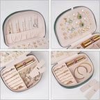 ProCase Travel Size Jewelry Box, Medium Portable Seashell-Shaped Jewelry Case, 2 Layer Jewelry Organizer in PU Leather for Wo