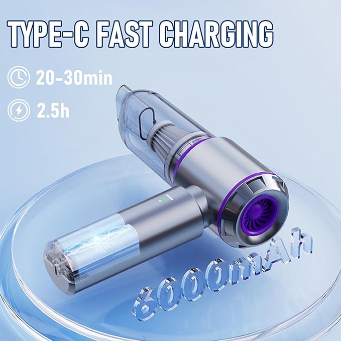 Car Vacuum Portable Cordless 20000PA High Power 4-in-1 Compressed Air Duster & Air Blower & Pump Hand Held Vacuum with Brushl