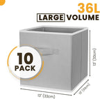 Criusia Large Storage Cubes, 13x13 Cube Storage Bins (Set of 10), Fabric Collapsible Storage Bins with Dual Handles, Foldable