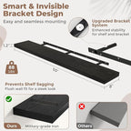 55 Inch Floating Shelves for Wall Set of 2, 8"D Wood Grain Bathroom Shelves with Invisible Brackets, Easy Install Engineered 