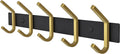 Coat Rack Wall Mount – Black and Gold Hook Rail with 5 Double Coat Hooks, 15 Inch Stainless Steel Wall Hooks for Entryway, Ba