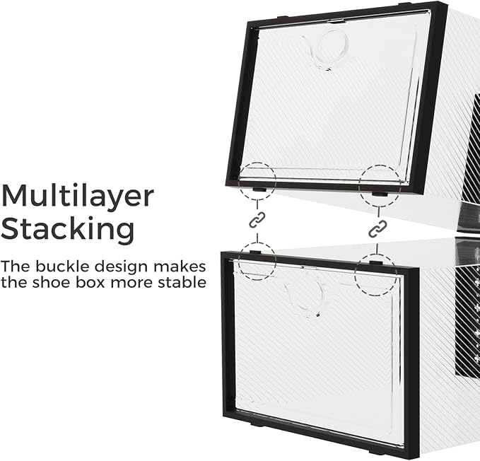 Pinkpum 15 Pack X-Large Shoe Storage Boxes Fit Size 11, Shoe Organizer for Closet Clear Plastic Stackable Shoe Dispaly Case B