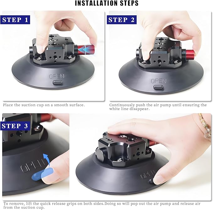 CNC Machined 6in Suction Cup Camera Mount with Ball Head Magic Arm, 1/4" ARRI Holes, Quick Release Car Mount with Phone Holder & Action Camera Adapter Compatible with DJI OSMO Pocket 3 Insta360 iPhon