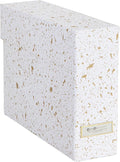 Bigso Lovisa Fiberboard Label Frame 12 File Storage Box - Paperwork Storage Box with Metal Label Holder - Durable Document Or