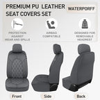 CAROMOP Luxury PU Leather Car Seat Covers Front Set - Anti-Stain Waterproof Automotive Seat Covers for Cars - Universal Car I