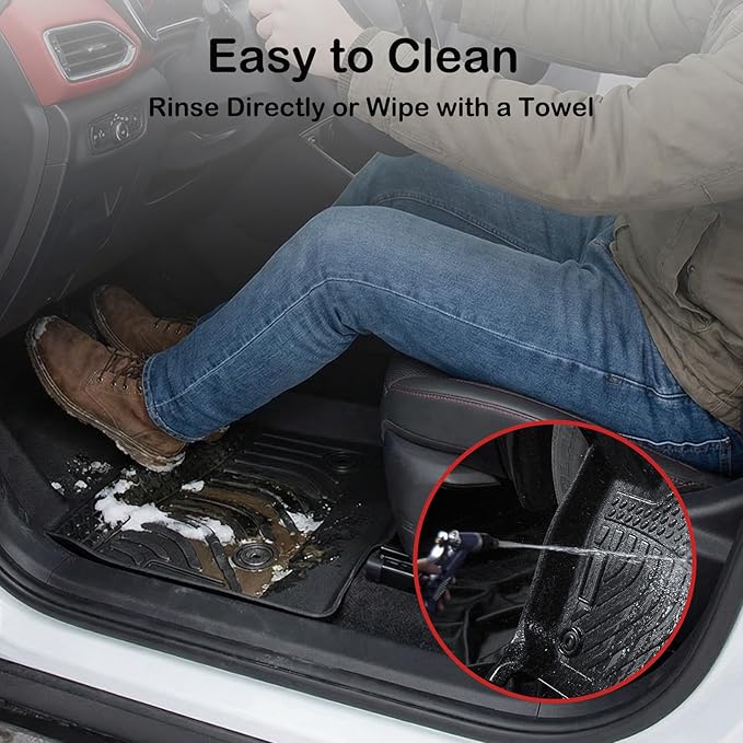 All Weather Floor Mats for 2016-2019 Chevy Cruze (No Fit 2016 Cruze Limited), Chevy Cruze Floor Mats, 1st and 2nd Maximum Coverage, 3D Waterproof TPE Rubber Protector Car Mats Full Set Liners