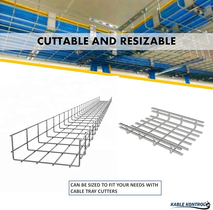 Kable Kontrol Tray Covers – 12" Wire Mesh Cable Tray Cover - Wire Mesh Tray Cable Management Rack Cable Basket, Zinc Plated S