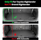 LASFIT Cargo Mat for Toyota Highlander 2026-2020, All Weather TPE Custom Fit Cargo Liner for Highlander Accessories, 2025 Highlander Trunk&Backrest Mats(Fit Without Subwoofer, Fit 7&8 Seats)