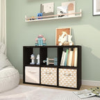 CTESNE【2026 Wooden Thick Frame 6 Cube Storage Organizer Shelf with Anti-Tipping Kits + Reversible Open Back Bookcase, Horizon