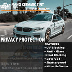 XhuangTech Ceramic Window Film - 15% VLT, 20''x20' Ft Nanoceramic Privacy Film Roll for Side/Rear Windows, Sun & Heat Blocking with Anti-UV Glare Control