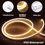 iNextStation Warm White LED Rope Lights 16.4FT/5M DC12V LED Strip Lights, IP65 Waterproof Silicone Neon Light Strip, Flexible Led Light Strip 0.98in Cut for DIY, Rope Led Lights for Bedroom(No Plug)